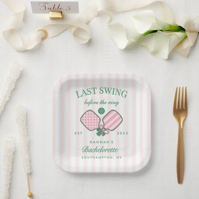 Last Swing Before The Ring Pickleball Bach Weekend Pappteller (Hochzeit)