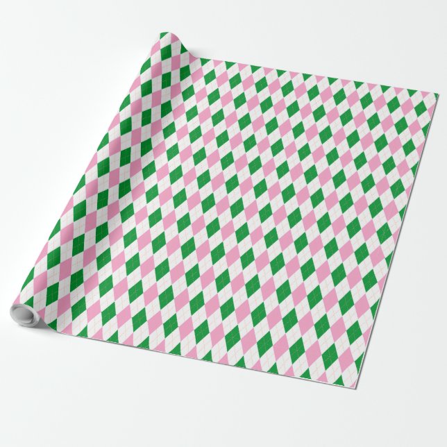 Last Swing Golf Bachelorette Pink Green Argyle Geschenkpapier (Ungerollt)