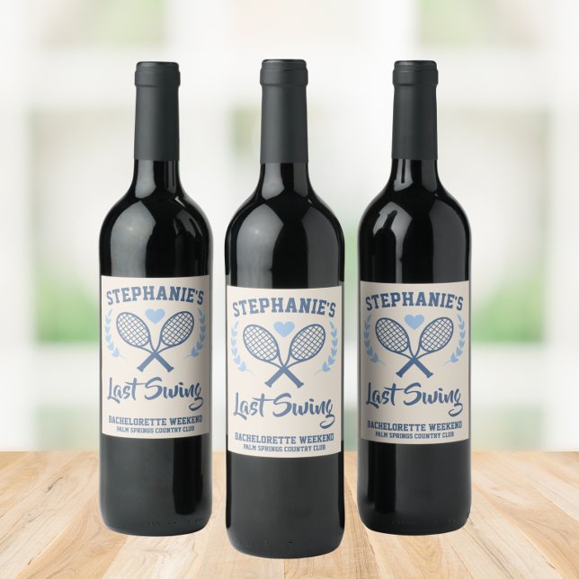 Last Swing Tennis Country Club Bachelorette Weinetikett (The perfect wine labels for your  "last swing" bachelorette party. )
