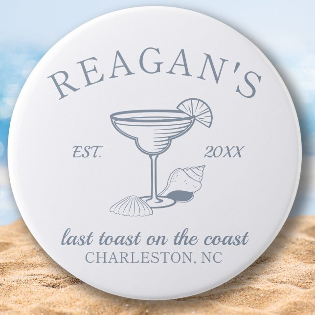 "Last Toast on Coast" Beach Junggeselinnen-Abschie Button (last toast on the coast beach bachelorette party button girls weekend trip coastal nautical sea )