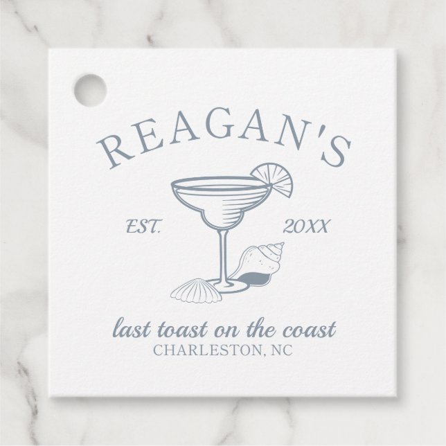 "Last Toast on Coast" Beach Junggeselinnen-Abschie Geschenkanhänger (Vorderseite)