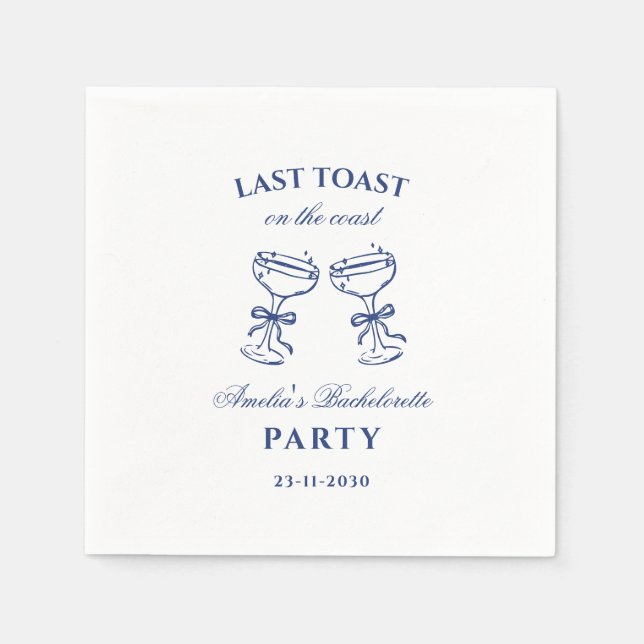 Last Toast on the Coast Bachelorette Party Napkins Serviette (Vorderseite)