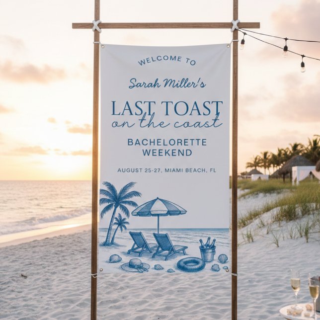 Last toast on the coast Beach Bachelorette Party  Banner (Von Creator hochgeladen)