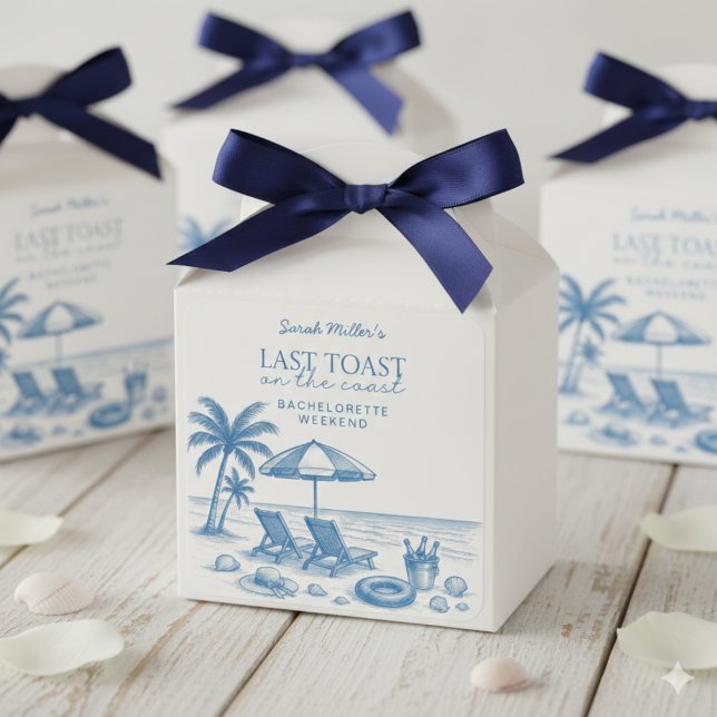 Last Toast on the Coast Beach Bachelorette Party  Quadratischer Aufkleber (Von Creator hochgeladen)