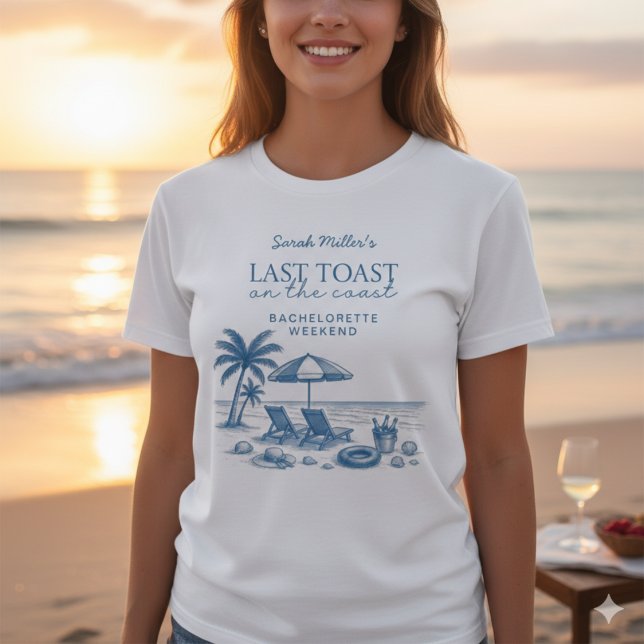 Last Toast on the Coast Blue Bachelorette Party  T-Shirt (Von Creator hochgeladen)