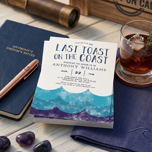 Last Toast on the Coast │Ocean Bachelor Party Einladung (Von Creator hochgeladen)