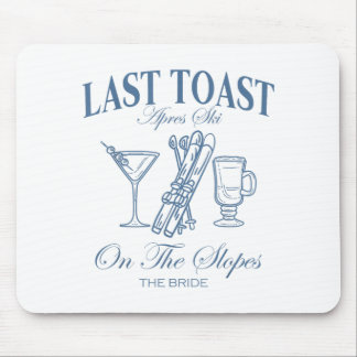 Last toast on the slopes bachelor skiing bridal mousepad