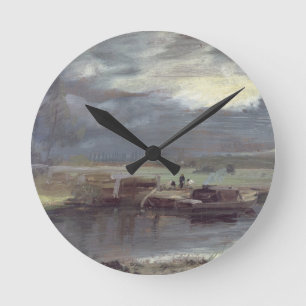 Lastkähne John Constables auf dem Stour mit Runde Wanduhr