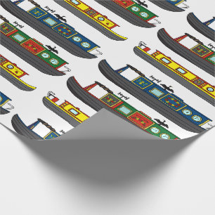 Lastkähne und Narrowboats Bootsillustrationen Geschenkpapier