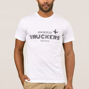 Lastkraftwagen fahren mit Jesus- und Dieselkreuz T-Shirt