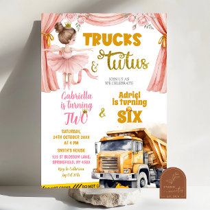 Lastkraftwagen und Tutus Gemeinsamer Geburtstag Einladung