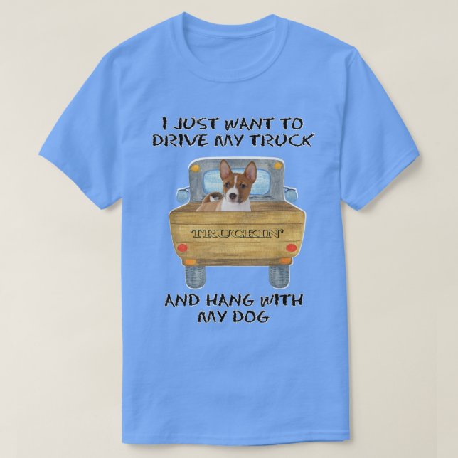 Lastwagenfahrer Hund Basenji T-Shirt (Design vorne)