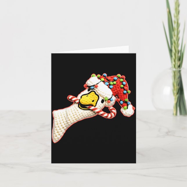 Latch Hook Faux Yarn Funny Goose Christmas Crochet Karte (Vorderseite)