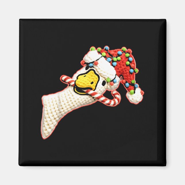 Latch Hook Faux Yarn Funny Goose Christmas Crochet Magnet (Vorne)