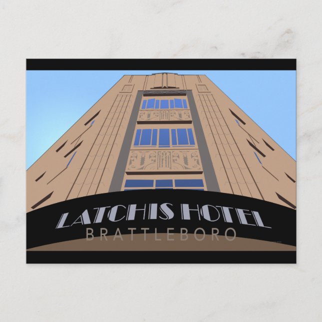 Latchis Hotel Retro Travel Poster Postkarte (Vorderseite)