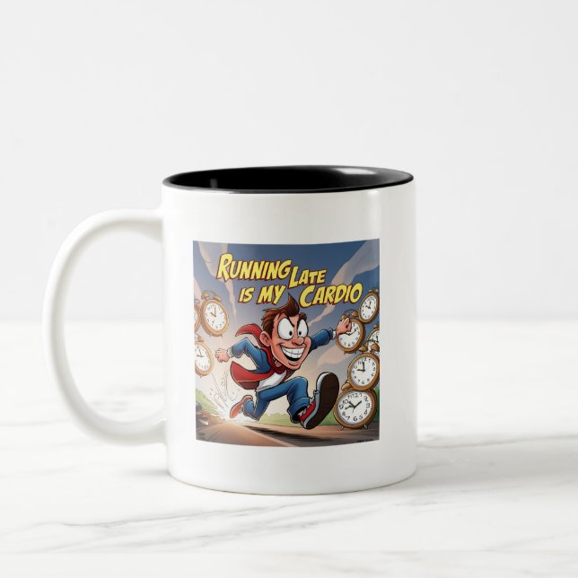 Late Late ist mein Cardio Zweifarbige Tasse (Links)