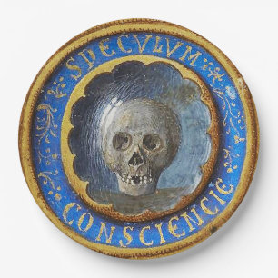 Late mittelalterlicher Manuskript-Skull Pappteller