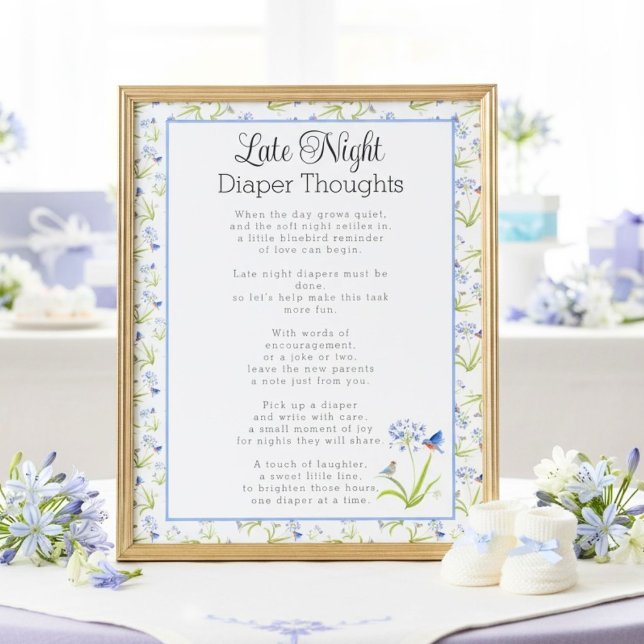 Late Night Diaper Thoughts Lily with Bluebird Poster (Von Creator hochgeladen)