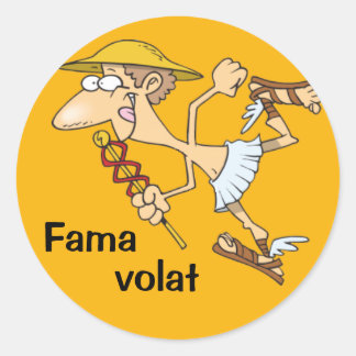 Latein: Fama volat Runder Aufkleber