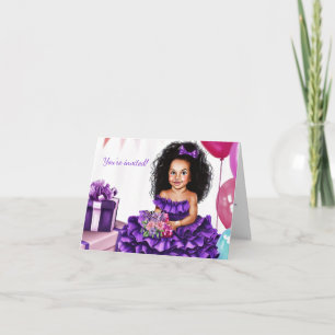 Latein Girl Curls Lila Kleid Geburtstagseinladung Einladung