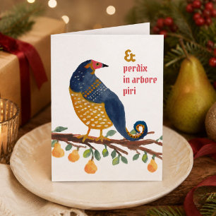 Latein Partridge in einem Birnbaum Funny Hand Geze Feiertagskarte
