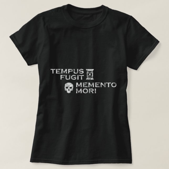 Latein Phrase Tempus Fugit Memento Mori T-Shirt (Design vorne)