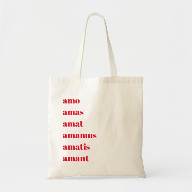Latein Tote Bag, Amo Amas Amat, Schooldays Theme Tragetasche (Vorne)
