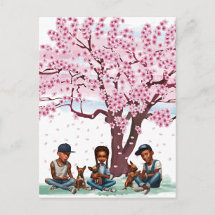 Lateinamerikanische Jungen mit Chihuahuas Postkarte