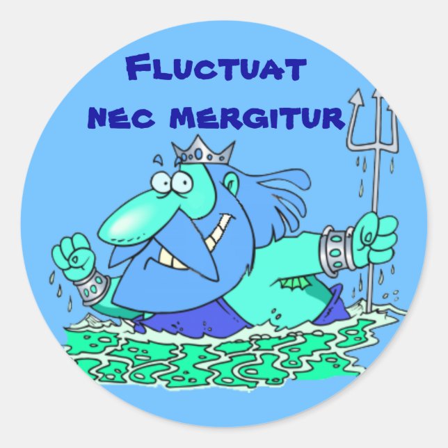 Lateinisch: Fluctuat nec mergitur Runder Aufkleber (Vorderseite)