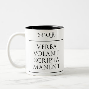 Lateinische Zitat Verba volant, Skriptmantel Zweifarbige Tasse