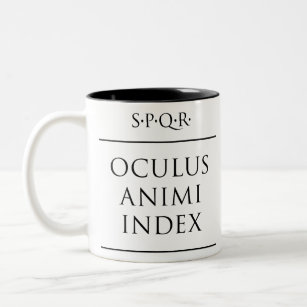Lateinischer Zitat Oculus animus Index Zweifarbige Tasse