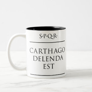 Lateinisches Zitat Carthago delenda Zweifarbige Tasse