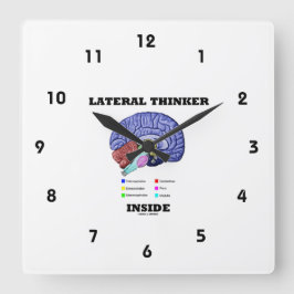 Lateraler Denker Inside Brain Geek Spaß Quadratische Wanduhr