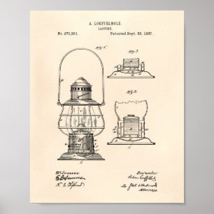 Laterne 1887 Patent Kunst Alte Peper Poster