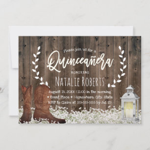 Laterne Rustikale Blumen Cowgirl Barn Quinceanera Einladung