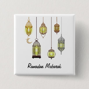 Laternen Ramadan Mubarak Orientalisch Arabisch Mus Button