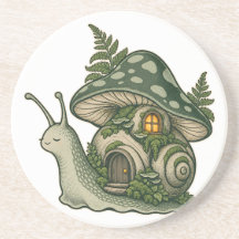 Laternen-Schnecken-Pilz-Cottage-Untersetzer