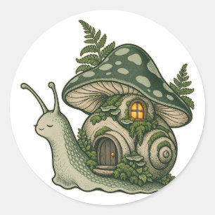 Laternen-Schnecken-Pilz-Häuschen-Aufkleber Runder Aufkleber