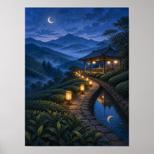 Laternen-Teegarten Poster Blaue Stunde 12x16