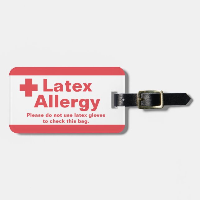 Latex-Allergie-Alarm-Gepäckanhänger Gepäckanhänger (Vorderseite horizontal)