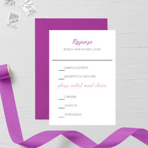 Lathyrus Lila Minimalistische Hochzeit RSVP Karte