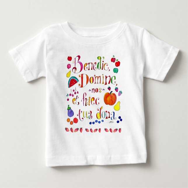 Latin Gratitude Grace Gebet - segne uns o Lord Baby T-shirt (Vorderseite)