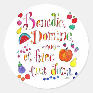 Latin Gratitude Grace Gebet - segne uns o Lord Runder Aufkleber