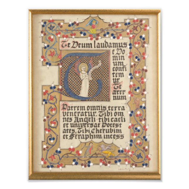 Latin Hymn Mittelalterliche Art Illuminierte Kalli Fotodruck (Vorne)