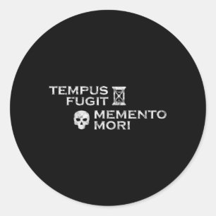 Latin Phrase Tempus Fugit Meto Mori Runder Aufkleber