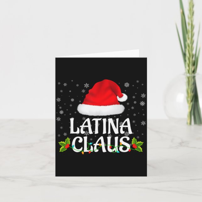Latina Claus Christmas Lights Santa Pajama Family  Karte (Vorderseite)