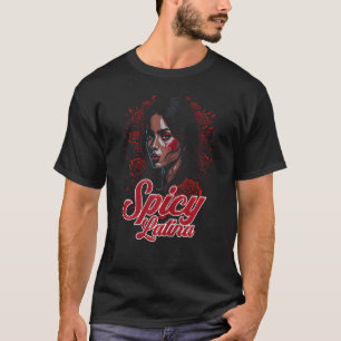 Latina Funny Funny Schönes Latino Girl mit Rose T-Shirt