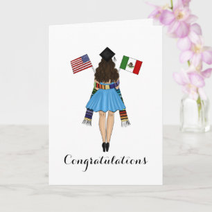 Latina Graduate Serape Mexico American Flags Grad Karte