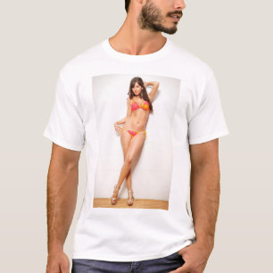 Latina modernes Button-Oben Mädchen im Bikini - T T-Shirt