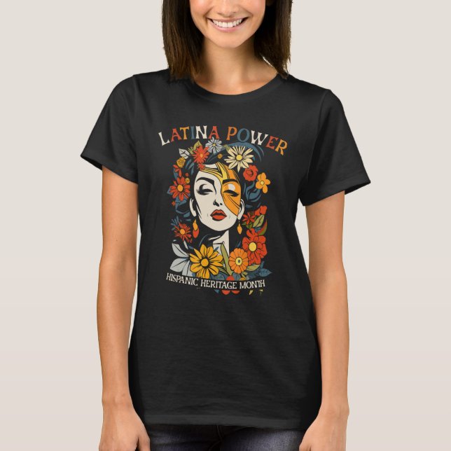 Latina Power Blume Hispanic Heritage Frauen T-Shirt (Vorderseite)